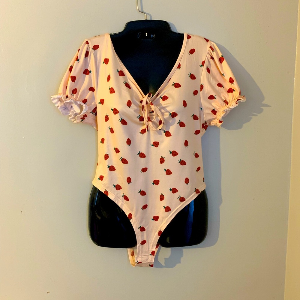 Shein Curve Strawberry Print Bodysuit